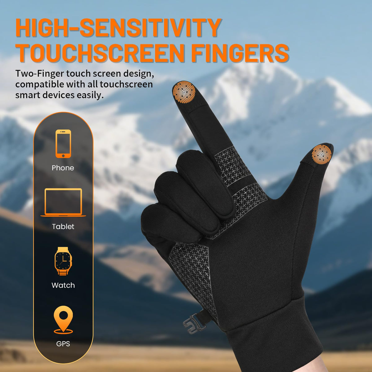 Thermal Winter Gloves for Men Women, Anti-Slip Touch Screen Liner Gloves for Running, Walking, Riding, Driving and Cycling