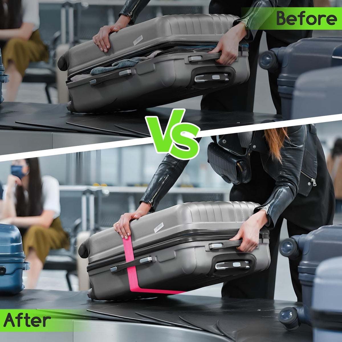 WISYOK Luggage Straps Extended, 4 Pack, 130-250cm Adjustable, Pink SkyBlue