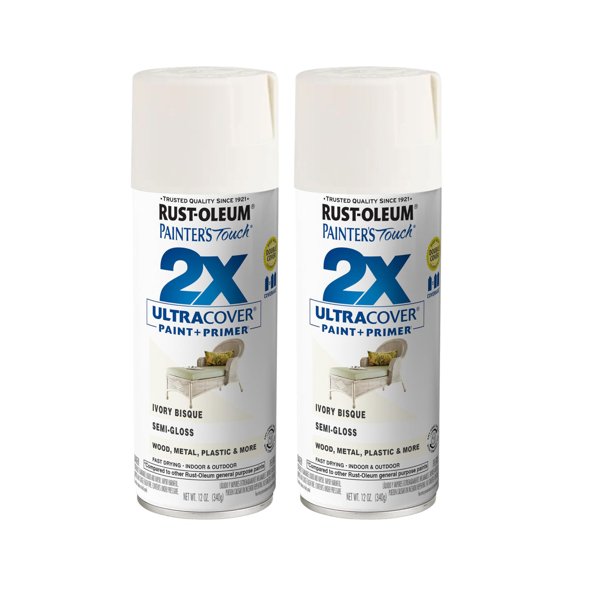Rust-Oleum 334023-6PK Painter's Touch 2X Ultra Cover Spray Paint, 12 oz, Gloss Almond, 6 Pack