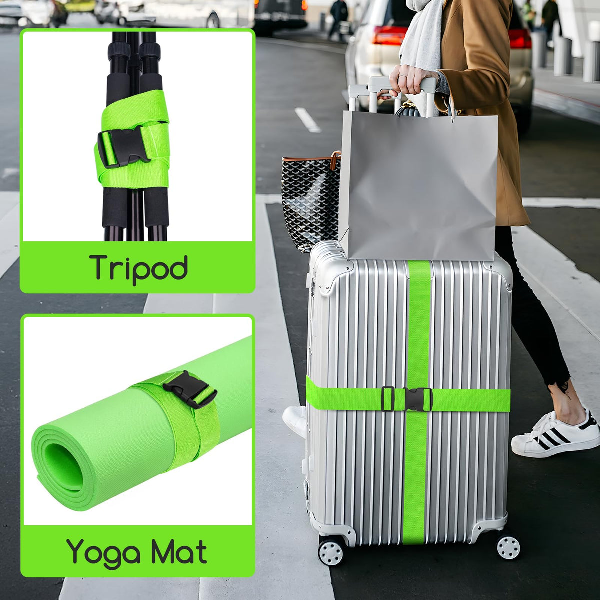 WISYOK Luggage Straps Extended, 4 Pack, 130-250cm Adjustable, Pink SkyBlue
