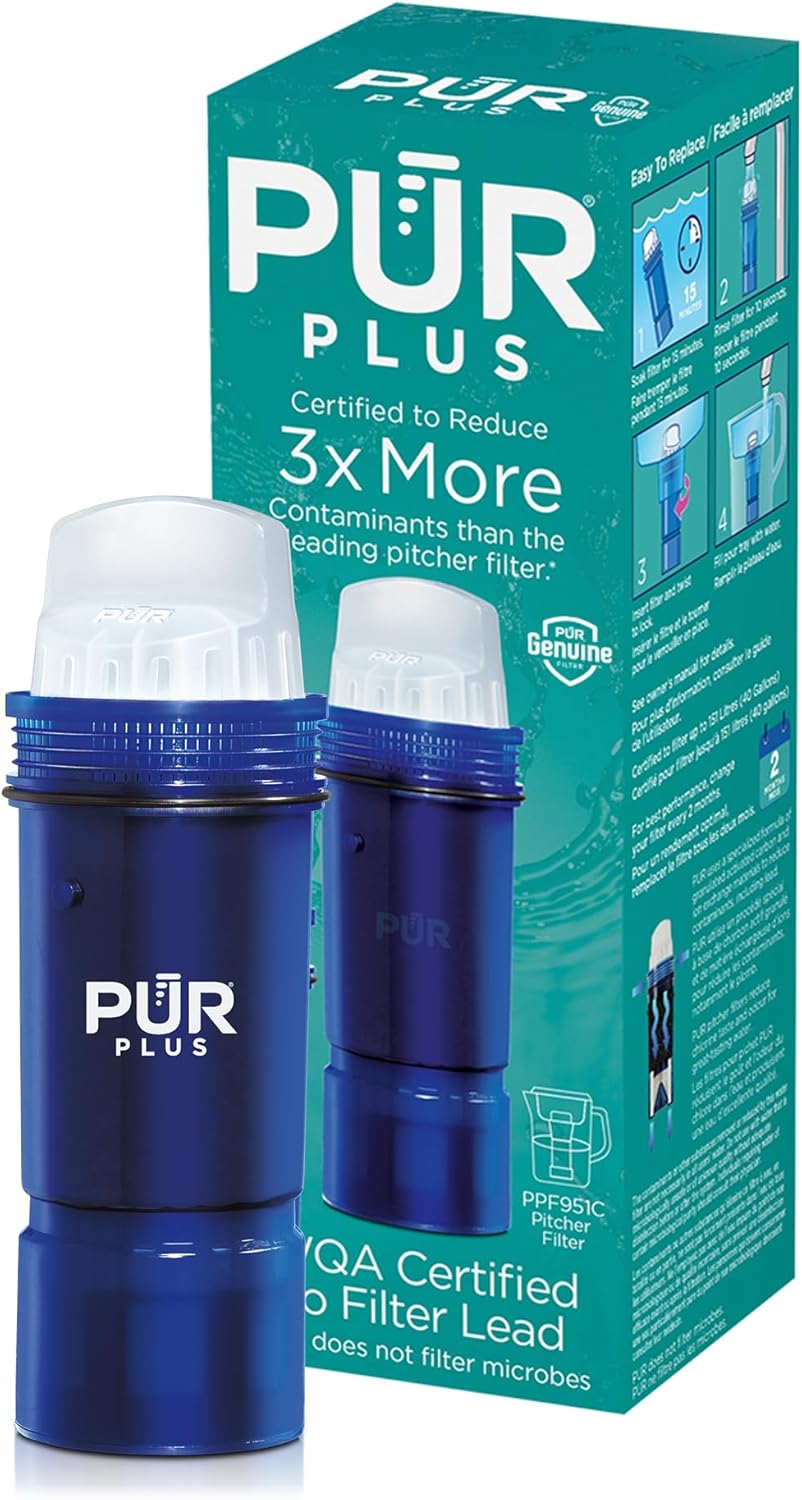 PUR PLUS Water Pitcher Replacement Filter with Lead Reduction (3 Pack), Blue – Compatible with all PUR Pitcher and Dispenser Filtration Systems