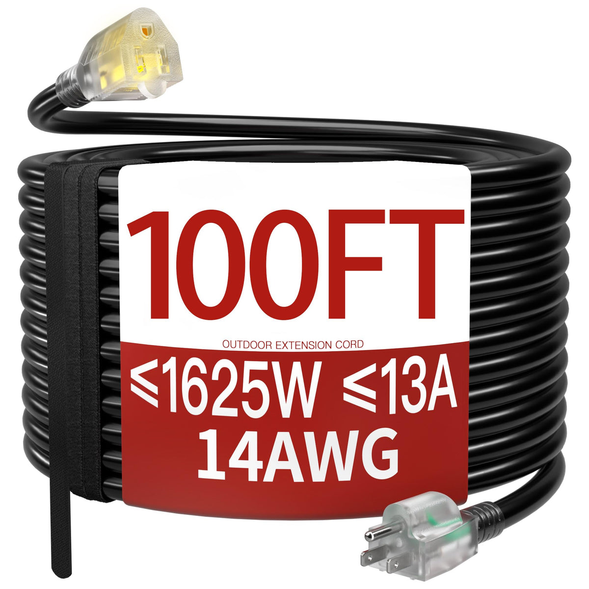 Skrizcable 16/3 15 FT Outdoor Extension Cord Waterproof, Black Power Cord