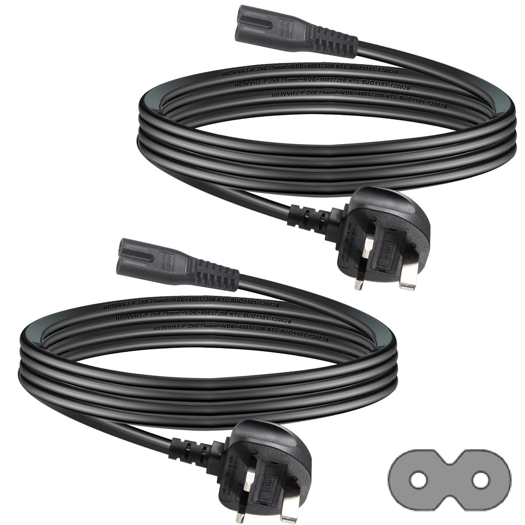 TV power cable 3M, 2 Pin Mains Power Lead Fig Figure 8 UK Power Cable, IEC320C7 to BS 1363 C7 Figure 8 Power Lead compatible with Samsung LG Philips Toshiba TV/Printer/PS4/PS3/PS5…