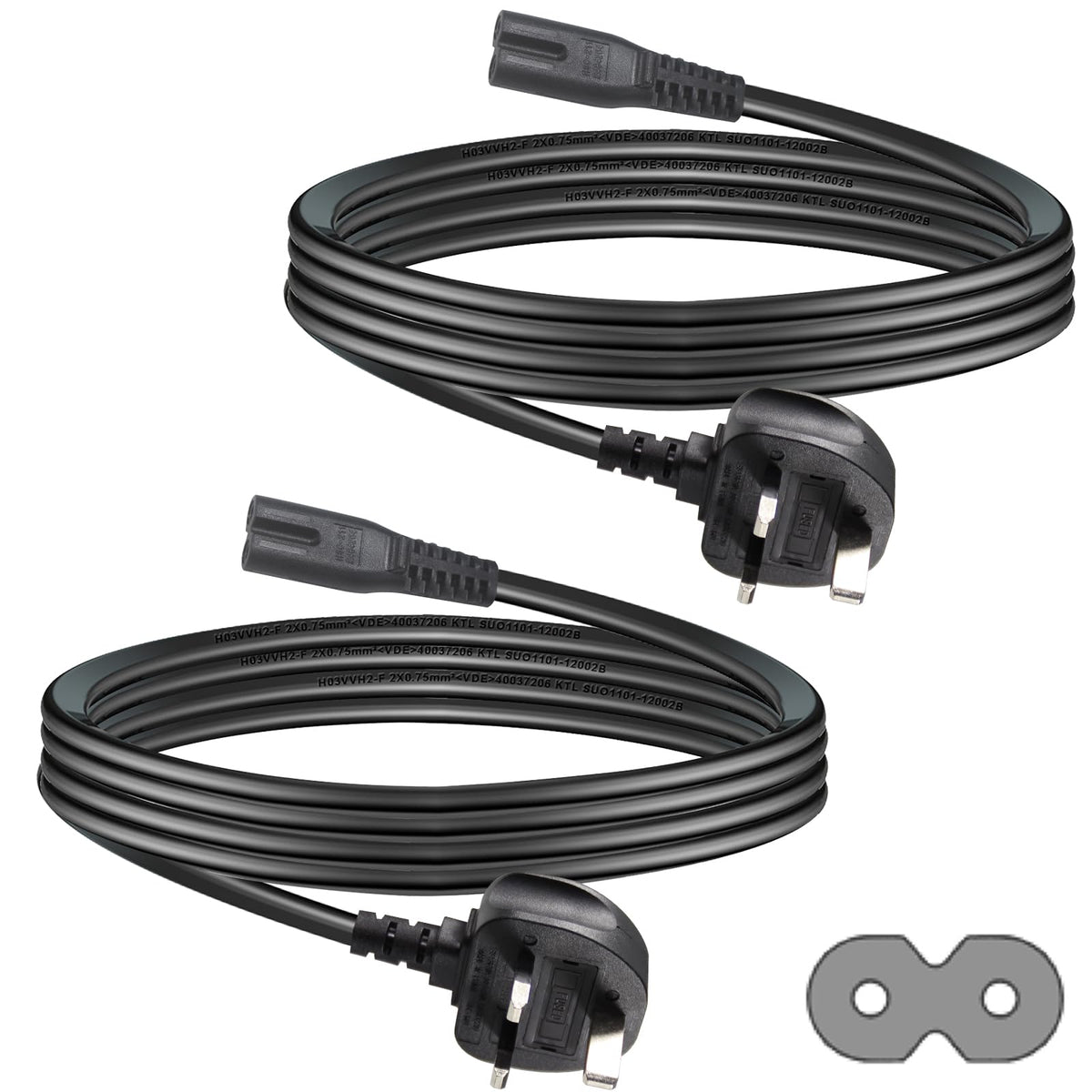 TV power cable 3M, 2 Pin Mains Power Lead Fig Figure 8 UK Power Cable, IEC320C7 to BS 1363 C7 Figure 8 Power Lead compatible with Samsung LG Philips Toshiba TV/Printer/PS4/PS3/PS5…