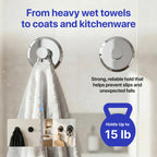 HOME SO Suction Cup Hooks for Shower & Bathroom Towel Holder 2-Pack Black