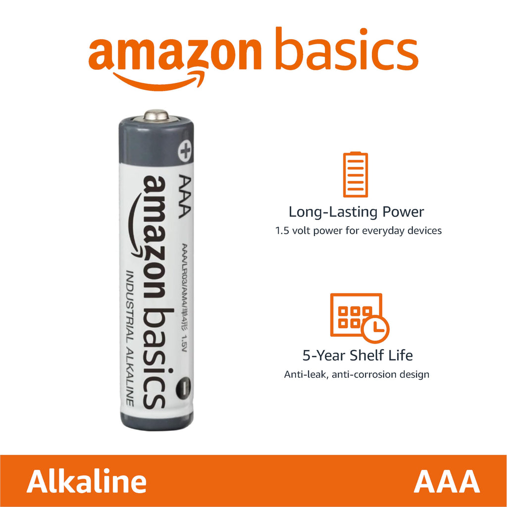 Amazon Basics 200-Pack AAA Alkaline Industrial Batteries, 1.5 Volt, 5-Year Shelf Life