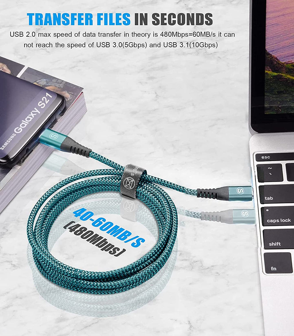 2-Pack 2m 60W USB C to USB C Charger Cable, PD Type C Super Fast Charging for iPhone 17 air 16 15 MacBook iPad Pro, Samsung Flip Fold 7 6 5 S26 S25 S24 S23 Ultra, Steam Deck, Nintendo Switch etc