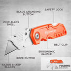 M MEEPO 4-Pack Box Cutter, Colorful Folding Utility Knife w/ 10 pcs Blades