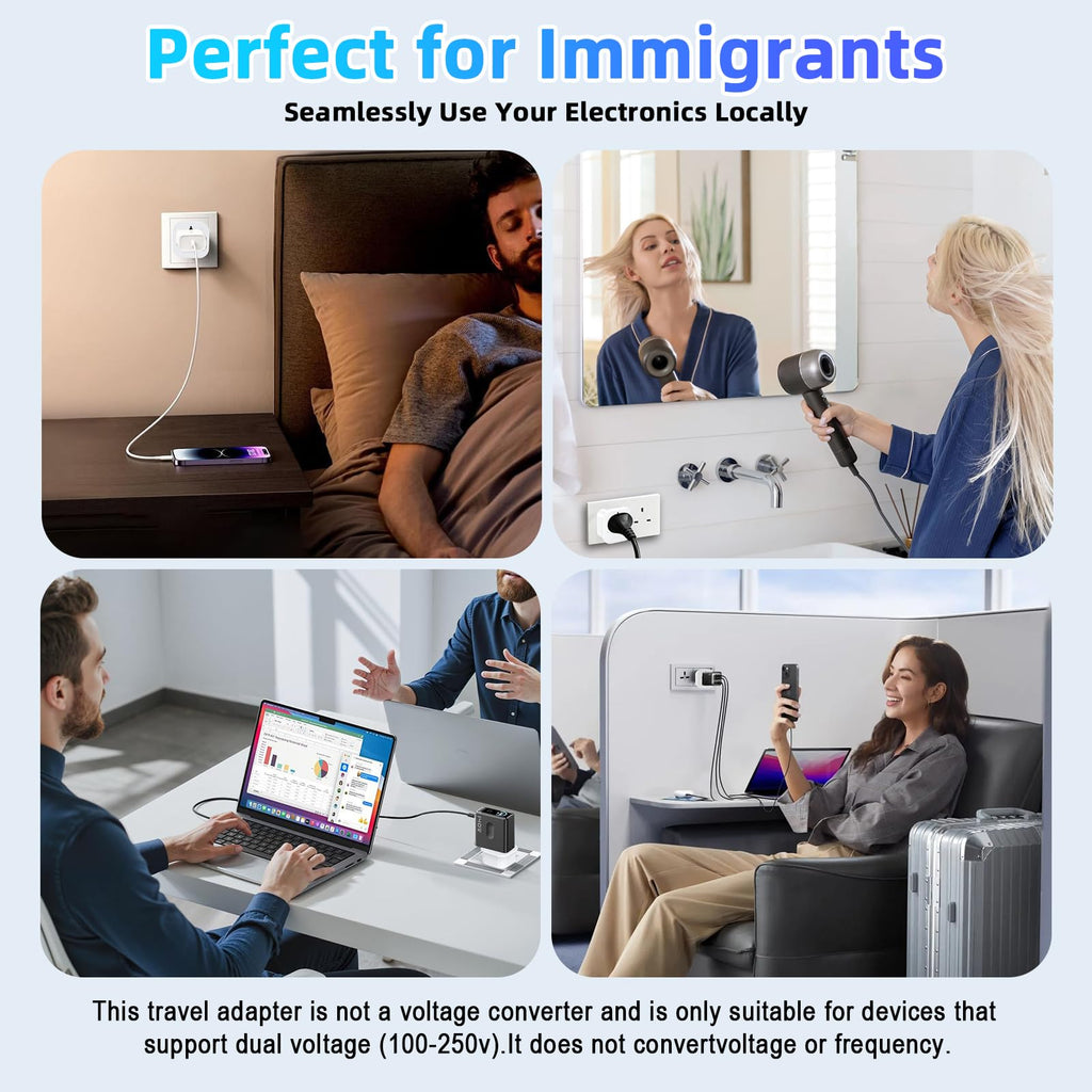 European to UK Plug Adapter US to UK Power Adaptor,US to UK Travel Adapter,13A 250V World Global Appliance Converter for the Visitor from USA, EU, Australia, Thailand, Canada, Japan,China.