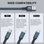 GIANAC Multi Charger Cable [3Pack 1.2M] 3 in 1 Charging Cable Nylon Braided