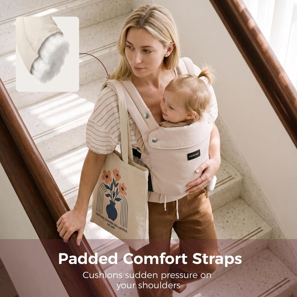 Momcozy Baby Carrier for 3-24M/3.2-20kg, Waist 64-127cm, Cotton Black