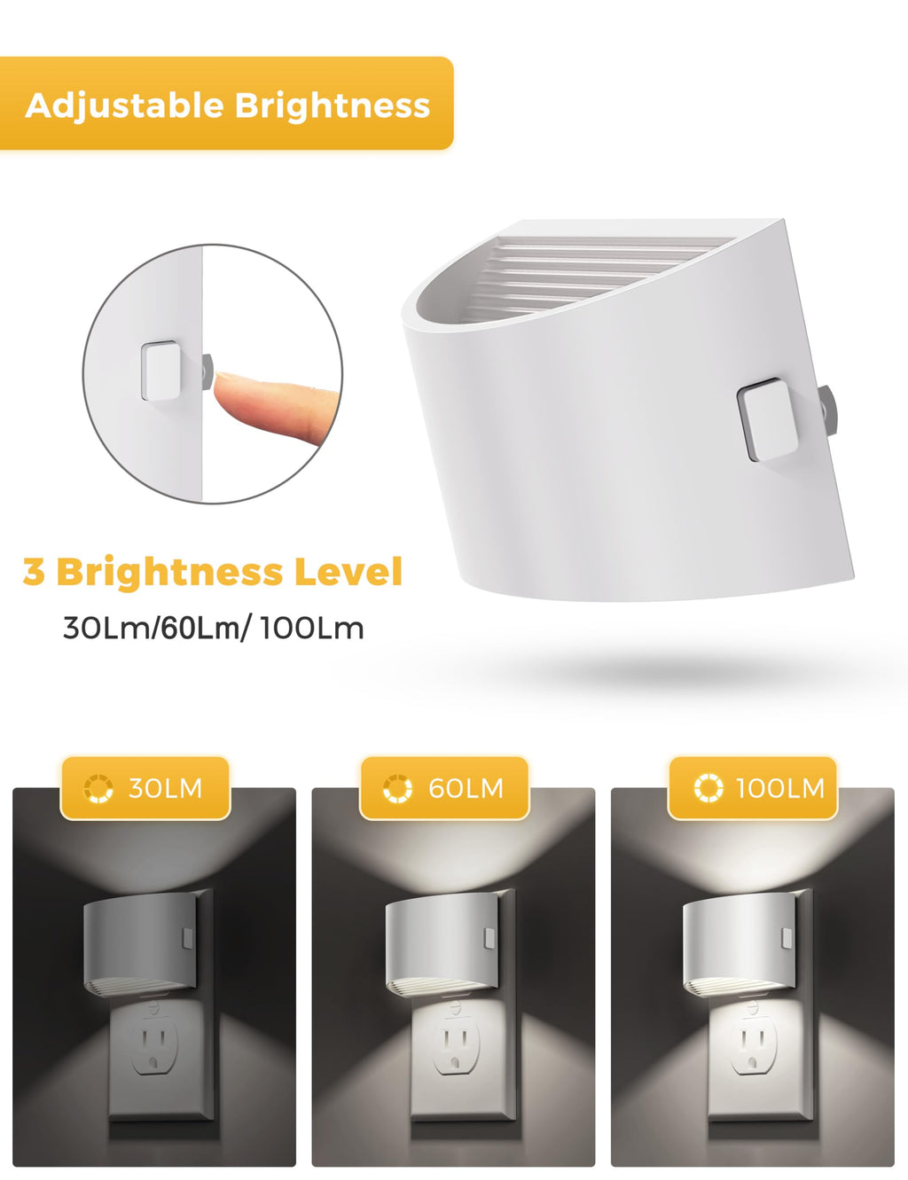 L LOHAS LED Night Lights Plug into Wall, Dimmable Night Light 2 Pack