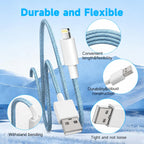 2Pack 1.8M iphone Charger Cable [Apple MFi Certified] 6 Foot, 2.4A Lightning to USB Fast Charging Lead for iPhone 14 13 12 11 Pro Max XS XR X 8 7 6 Plus 5, iPad and iPod