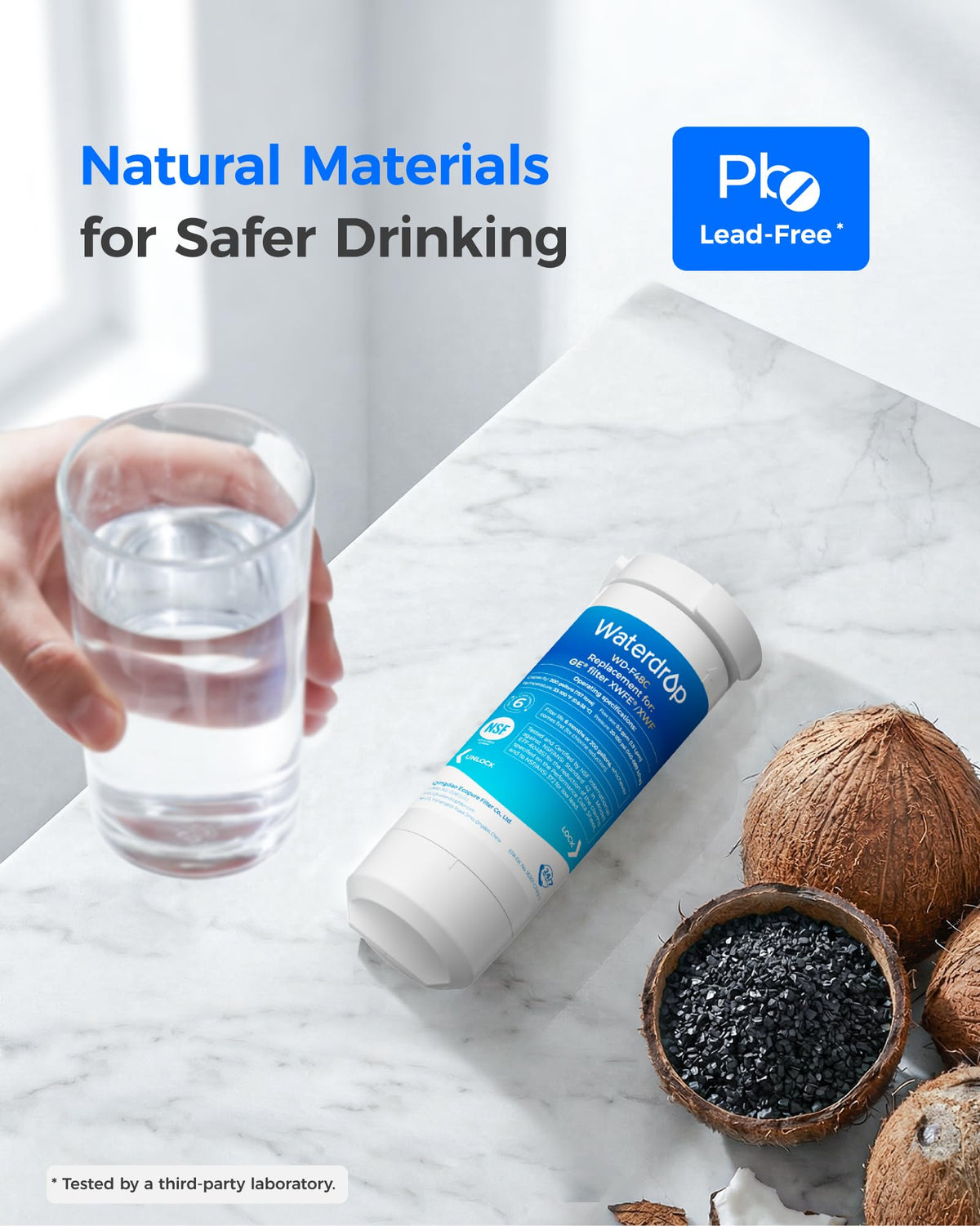 Waterdrop Plus Water Filter Replacement for GE® XWFE®, Built-in Chip 3 Pack