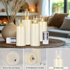 YOROXRG Solar flameless Candles Outdoor Waterproof,Dusk to Dawn Outdoor Lighting, Flickering fameless Reusable LED Light Candles for Lantern Garden Camping and Home Decor, 3D Wick (3"X6") Set of 2