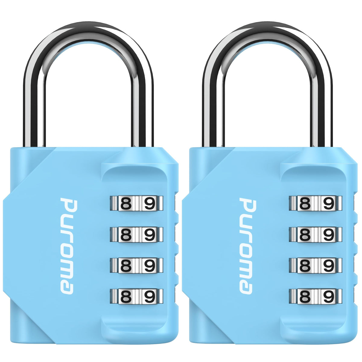 Puroma 2 Combination Lock Locker 4 Digits Combo Padlock Gym Silver & Black