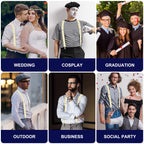 Aomig Mens Braces, Mens Suspenders with Strong Metal Clips, 3.5cm Wide Heavy Duty Suspenders for Men Women Business Wedding Casual