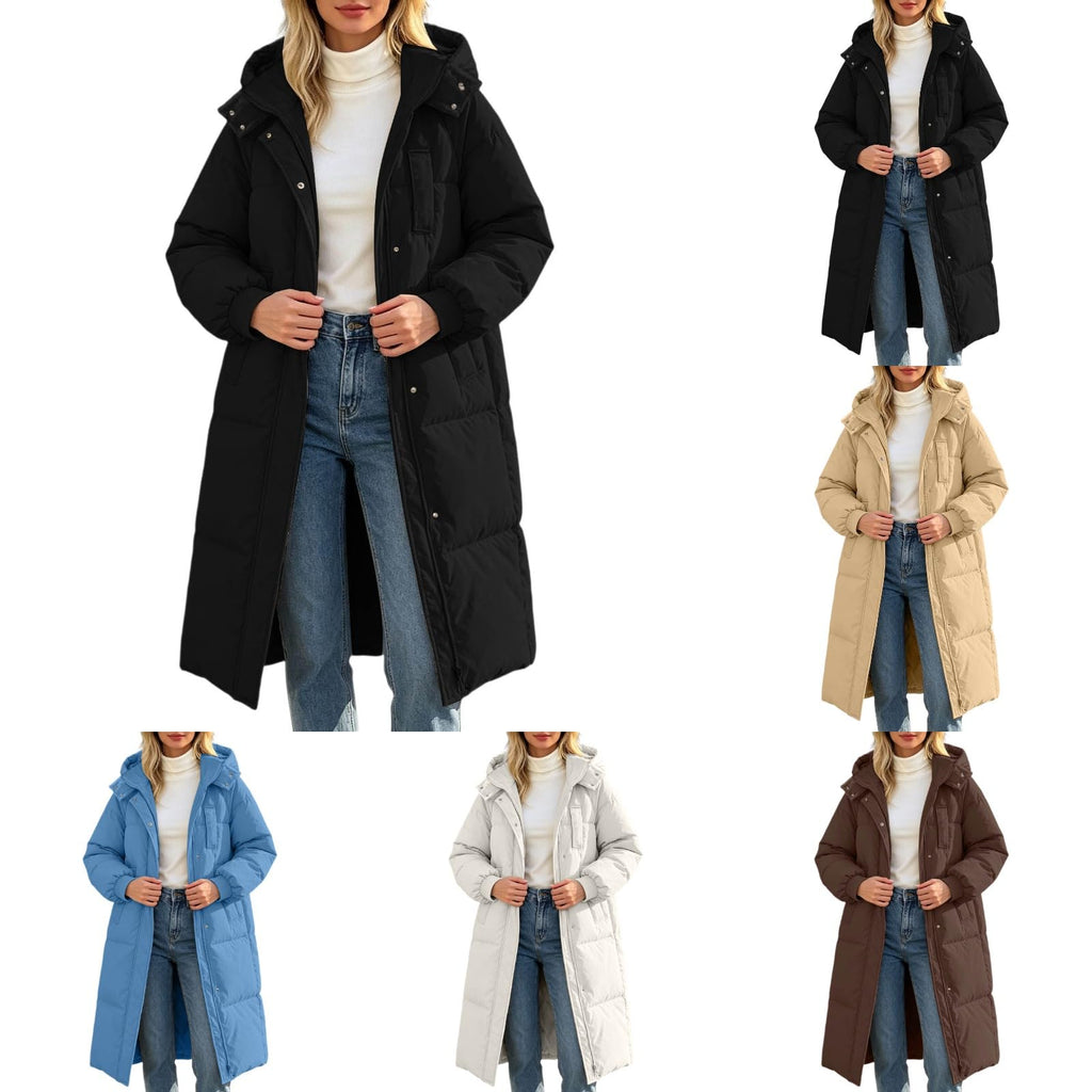 Winter Jacket Women Long With Hood, Plus Size Puffer Jackets For Women Uk,Ladies Coats And Jackets With Pockets Windproof Coats Black Parka Coat For Outdoor Hiking Travel
