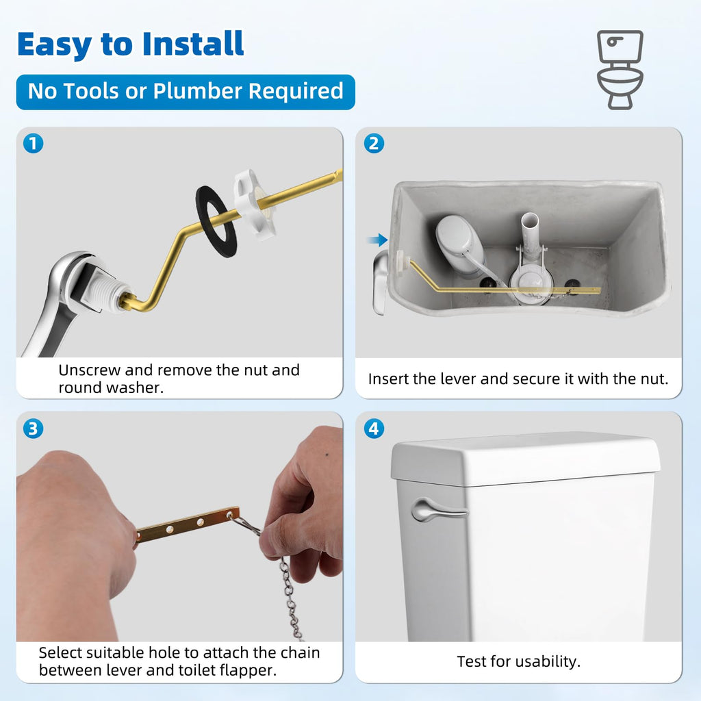 Hibbent Universal Metal Front Mount Toilet Handle Replacement Kit