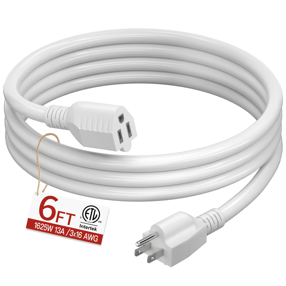 Skrizcable 16/3 15 FT Outdoor Extension Cord Waterproof, Black Power Cord