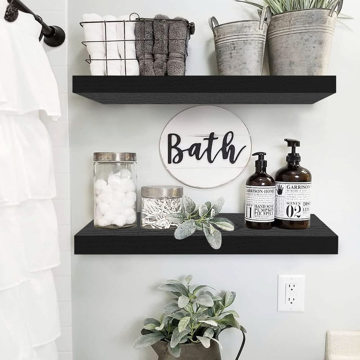 QEEIG Bathroom Floating Shelves for Wall (Brown, Set of 2, 15.7")