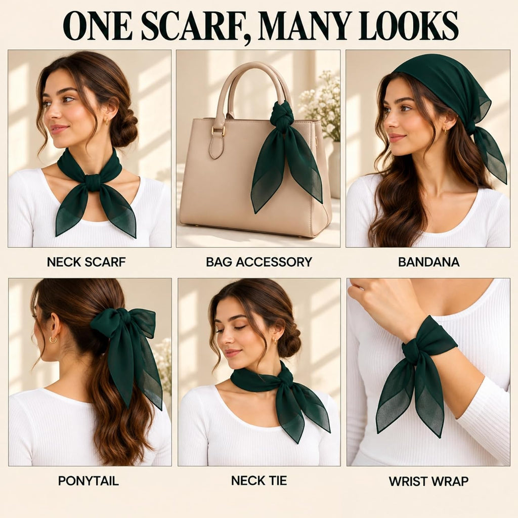 WESTEND CHOICE Square Chiffon Scarves Women's Neck Scarf 50s Retro Bandana