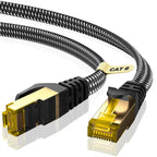ARISKEEN Cat 8 Ethernet Cable 8M, Cat8 Braided Flat High-Speed Gigabit Rj45 STP Shielded Internet Network Lan Patch Cable Cord for Modem Router Computer TV PC