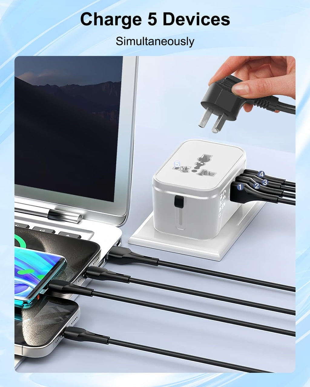 Universal Travel Adapter Worldwide with 2 USB C and 2 USB A Ports, International Travel Plug Adapter Worldwide USB Travel Adaptor All in One Universal Charger Power Adapter for European EU US UK AUS
