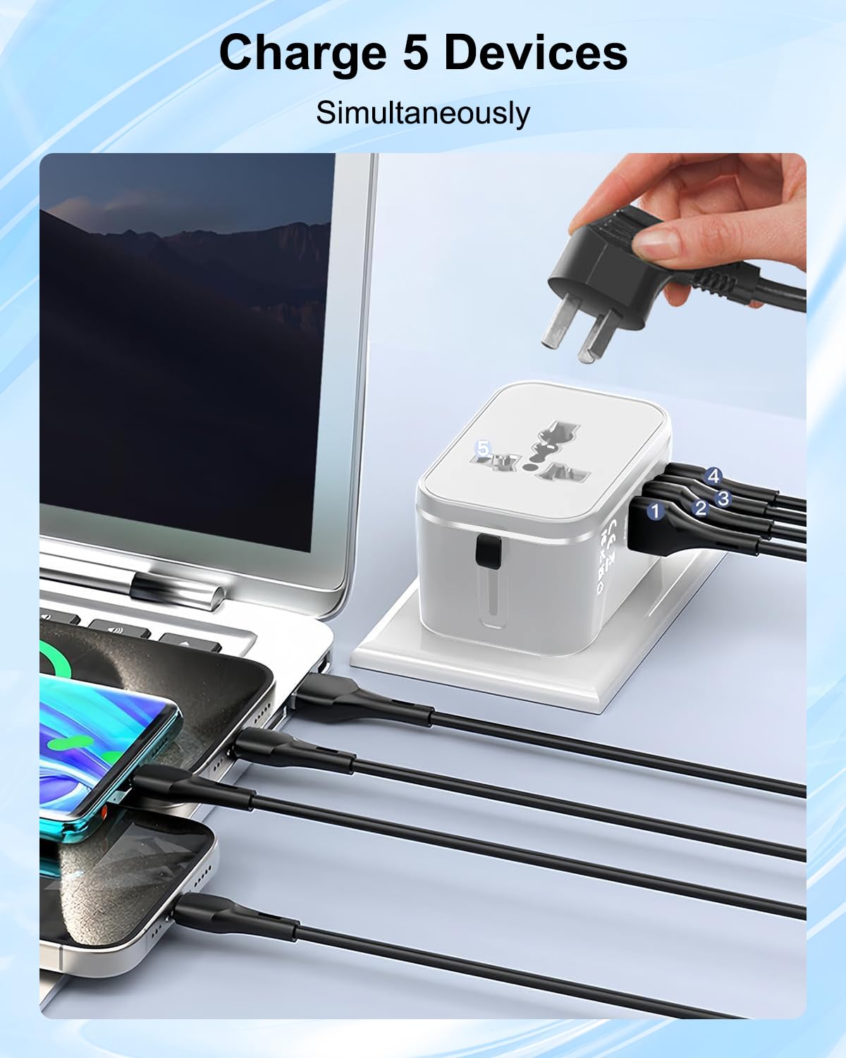 Universal Travel Adapter Worldwide with 2 USB C and 2 USB A Ports, International Travel Plug Adapter Worldwide USB Travel Adaptor All in One Universal Charger Power Adapter for European EU US UK AUS