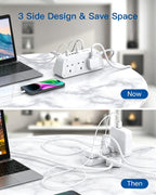 Extension Lead with USB Slots, 6 Way Outlets 5 USB (5A, 3 USB- C Port),1.6M