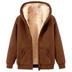 Fleece Jacket Women Teddy Fleece Hoodies Sherpa Lined Fuzzy Sweatshirts with Pockets Full Zip Hooded Fall Winter Warm Coat Outwear Thermal Clothing