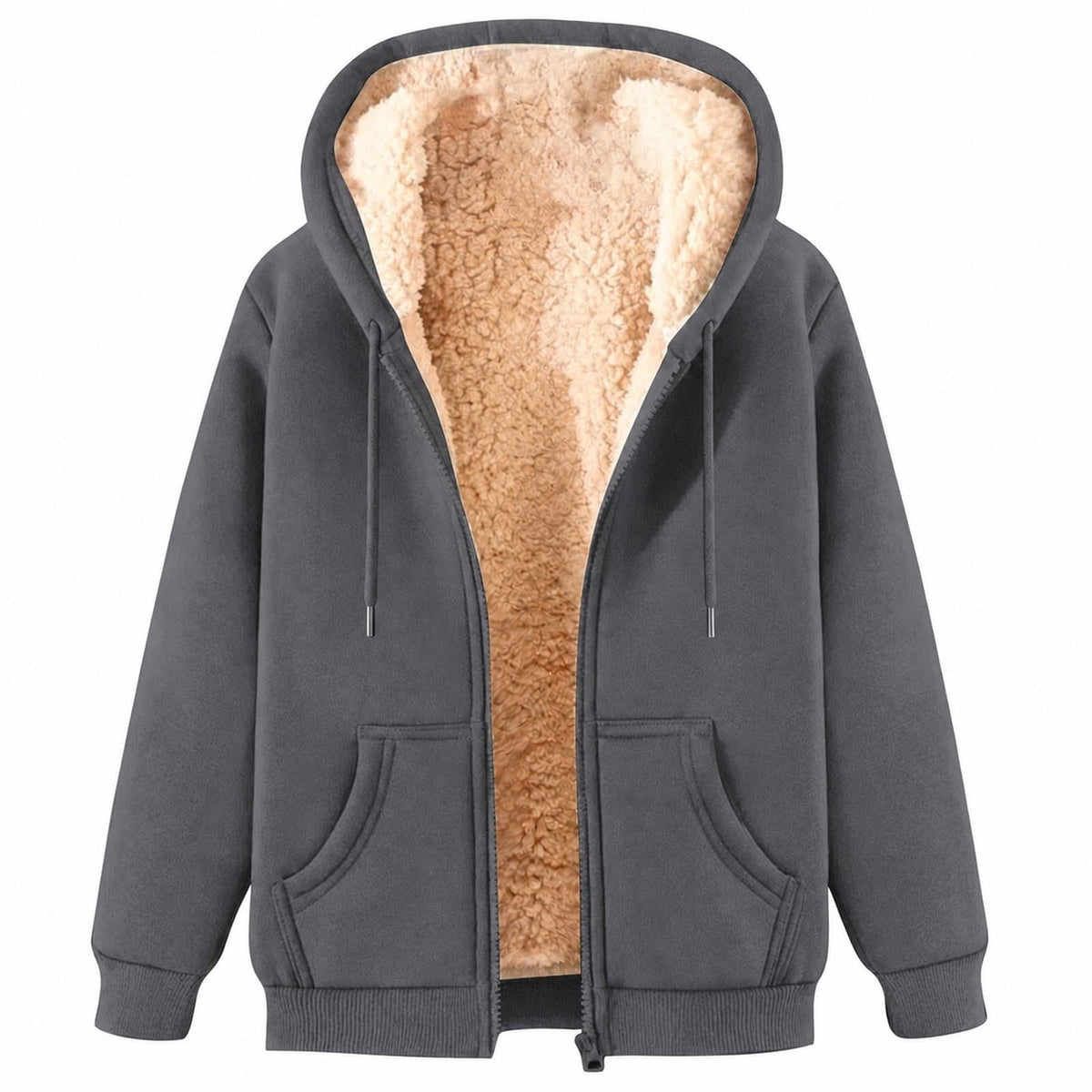 Womens Teddy Fleece Hoodies Sherpa Lined Fuzzy Jacket with Pockets Full Zip Hooded Adjustable Sweatshirts Ladies Winter Warm Jumper Coat Outwear Thermal Outfits Clothing