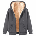 Womens Teddy Fleece Hoodies Sherpa Lined Fuzzy Jacket with Pockets Full Zip Hooded Adjustable Sweatshirts Ladies Winter Warm Jumper Coat Outwear Thermal Outfits Clothing