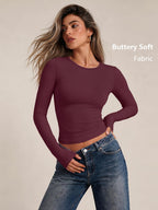 LILLUSORY Long Sleeve Tops Women Crew Neck Y2k T Shirts