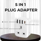 Double Dragon 2-Pack UK Electric Toothbrush & Shaver Plug Adapter | 2-Pin to 3-Pin Bathroom Converter | Supports UK EU Round & US Flat 2-Pin Plugs | 1A Fused | Compatible with Oral-B, Braun, Philips