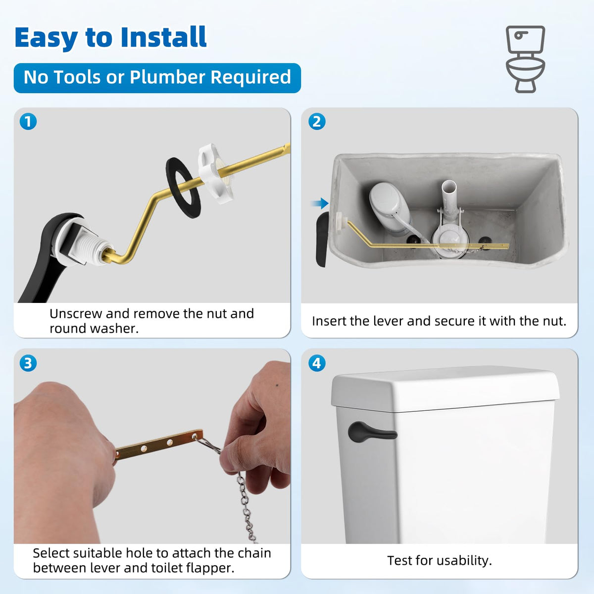 Hibbent Universal Metal Front Mount Toilet Handle Replacement Kit