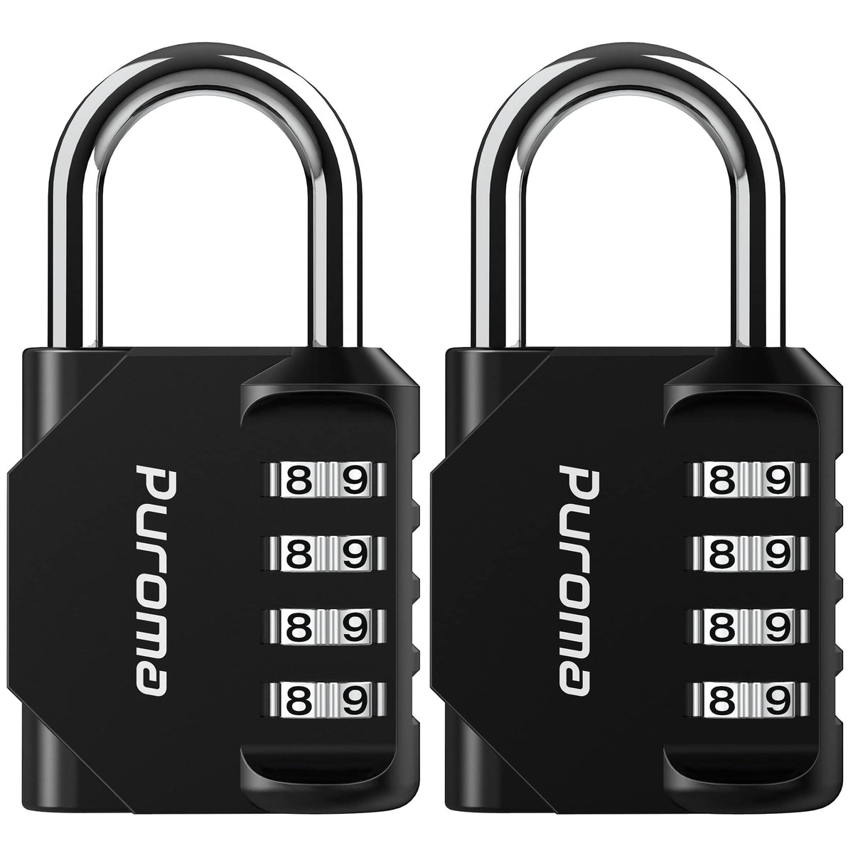 Puroma 2 Combination Lock Locker 4 Digits Combo Padlock Gym Silver & Black