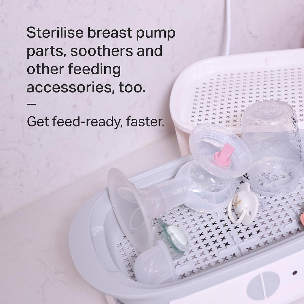 Tommee Tippee Electric Steam Baby Bottle Steriliser 5-Minute Cycle White