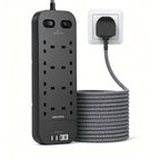 Extension Lead with 2 USB C Slots, 8 Way Power Strip Surge Protector
