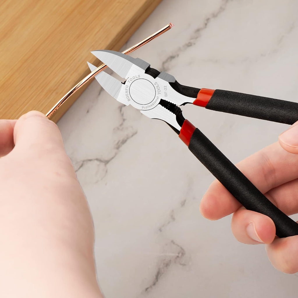 BOENFU Wire Cutters Heavy Duty Snips Flush Cut Side Cutters Pliers