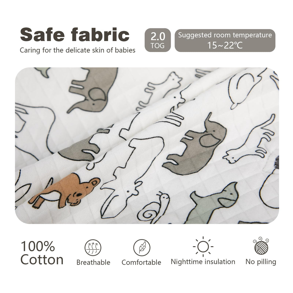 Baby Sleeping Bag with Feet, 2.0 Tog, Removable Sleeves 6-18 months