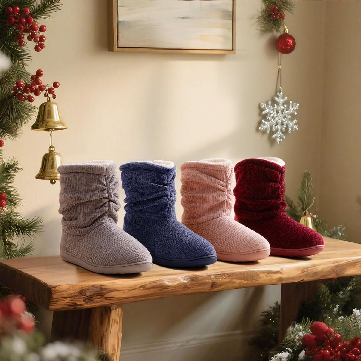 LongBay Women Slipper Boots Warm Memory Foam Indoor Outdoor House Shoe Gift