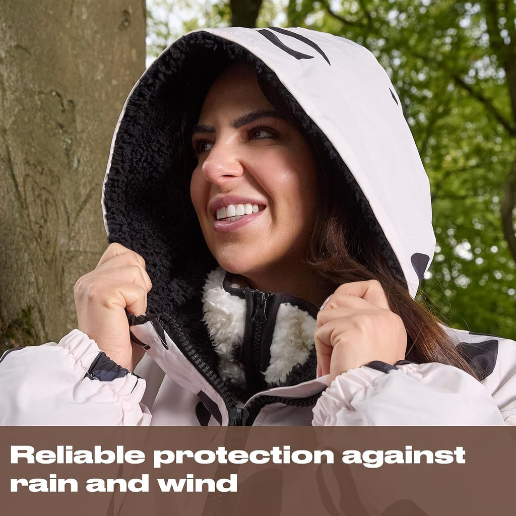 OHS Adults Drying Robe, Water-Resistant Changing Robe Gifts for Women Comfy Sherpa Privacy Robes for Women Men, Stay Dry Jacket Swimming Camping Drying Robes - S/M, L/XL
