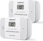 Safeliveo Carbon Monoxide Detector with Replaceable Battery, White, 2Pack