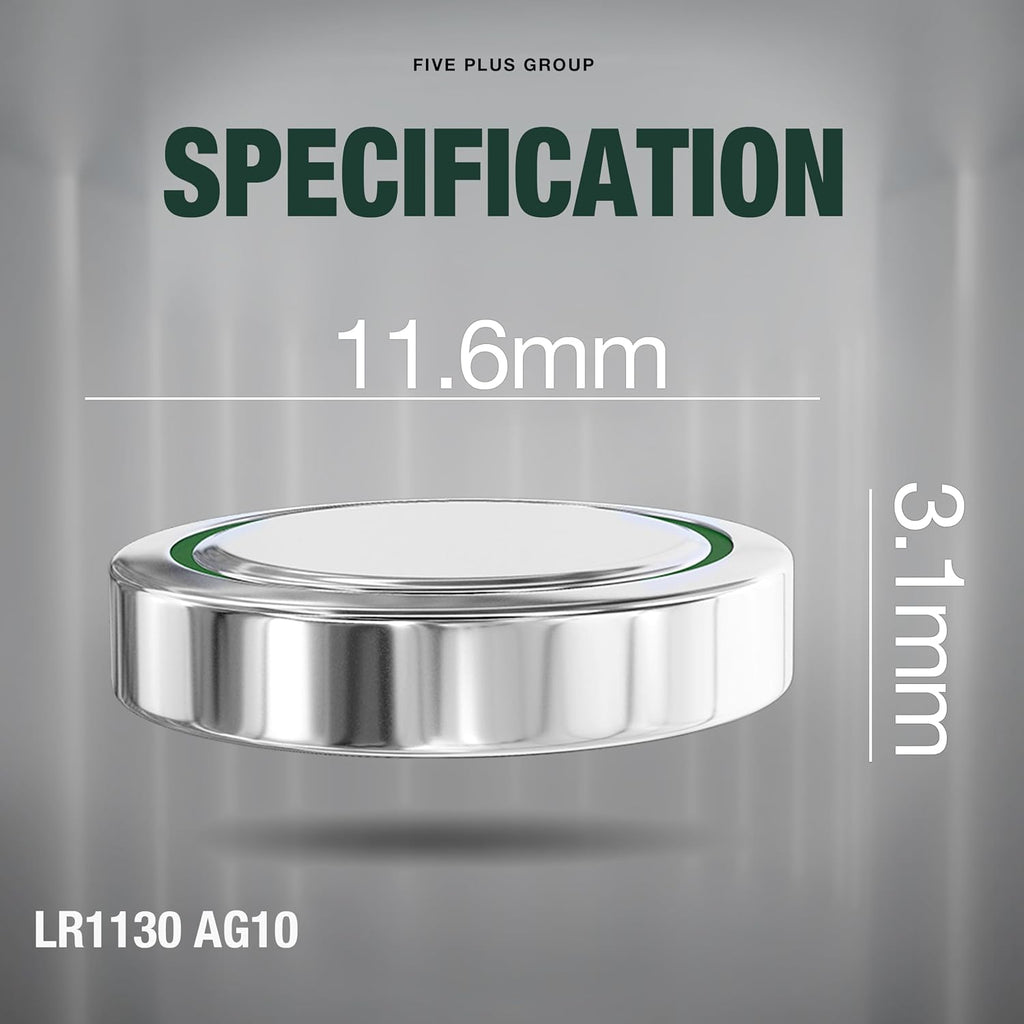 LR1130 AG10 SR1130 389 390 LR54 1.5V Button Cell Batteries (10 Pack) – Long Lasting Coin Batteries for Watches, Toys, Calculators & Small Electronics