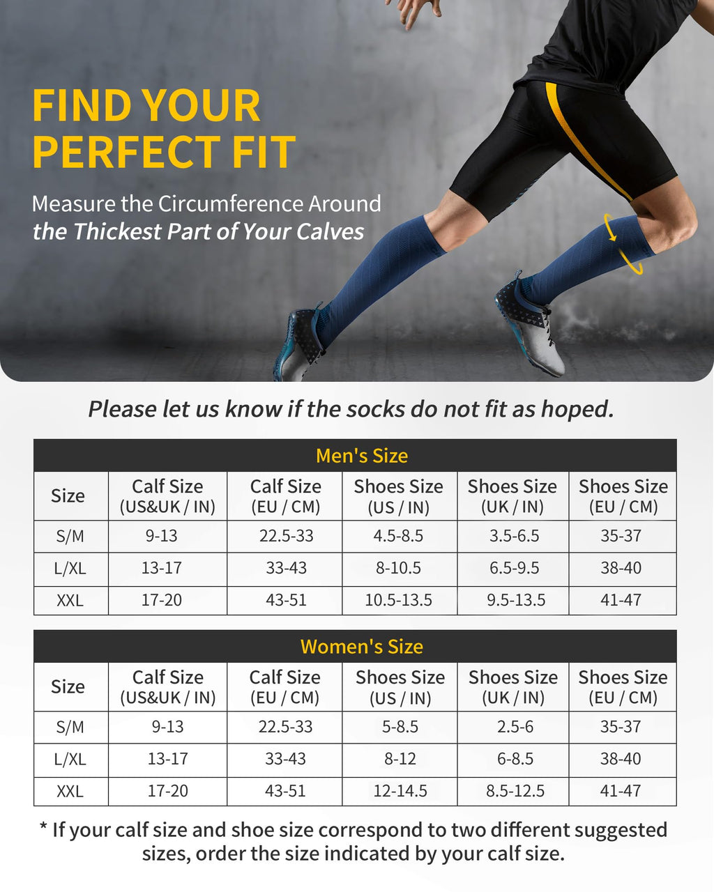 CAMBIVO Compression Socks for Women & Men 2 Pairs, Travel Flight Socks