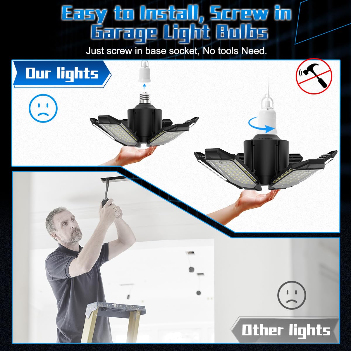 Plug in Garage Lights - 20000LM Ultra Bright Shop Light 6500K Bay Lighting
