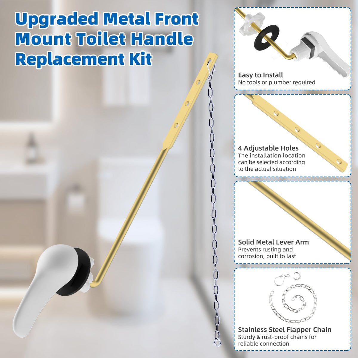 Hibbent Universal Metal Front Mount Toilet Handle Replacement Kit