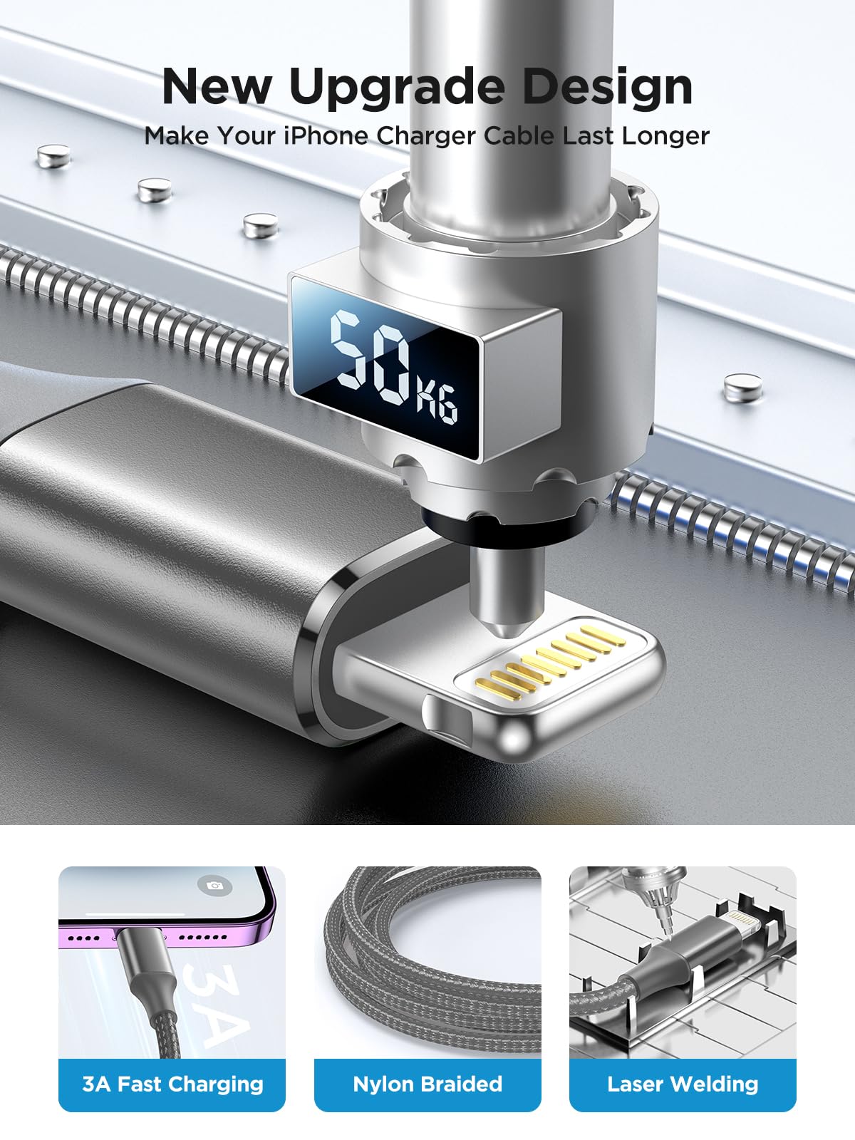 Aioneus iPhone Charger Cable 1M, MFi Certified Lightning Cable Fast iPhone Charging Cable Nylon Braided USB iPhone Charger Lead for iPhone 14 13 12 11 Pro Max XR XS X Max 8 7 6s Plus SE, iPad