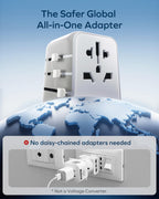 MOMAX Universal Travel Adapter 70W GaN Travel Plug Adapter for UK/EU/AU/US